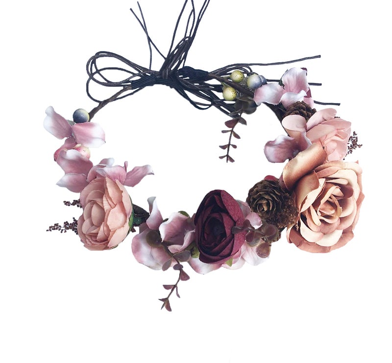Vivivalue Fairy Flower Crown Woodland Headband Forest Elf Headpiece for Wedding Bridal Shower Renaissance Halloween Cosplay Maternity Shoot - Image 1